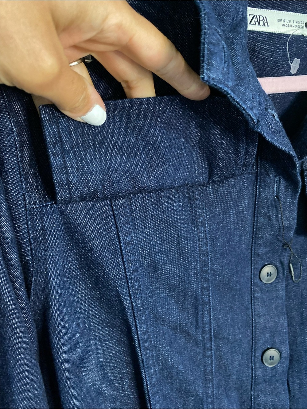 ZARA Dark Indigo Long Smocked Back Denim Jacket! 🌌 - Picture 9 of 11